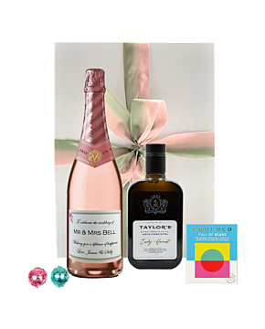 Personalised alcohol-free gift box with Taylor's Extra Virgin Olive Oil, Artisan chocolate and Swiss Truffles 