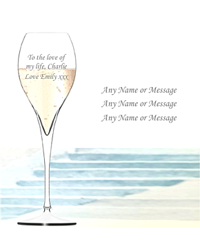 Personalised engraved Champagne flute. Engrave with any name or message. Elegant crystal Champagne glass gift