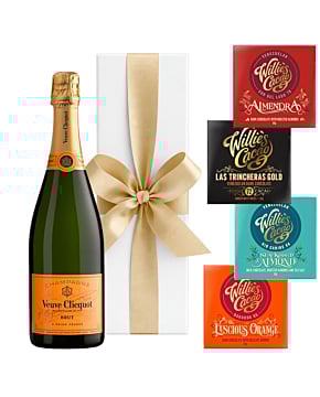 Veuve Clicquot Yellow Label Brut in White Box - With 4 x Venezuelan Chocolate Bars