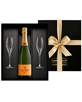 Veuve Clicquot Champagne & Flutes Gift Box - with Engraved Champagne Flutes