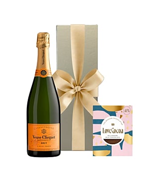 Veuve Clicquot Yellow Label Brut in Gold Box - With Billionaire Chocolate Bar