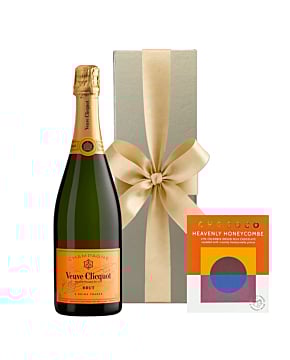 Veuve Clicquot Yellow Label Brut in Gold Box - With Heavenly Honeycombe Milk Chocolate Bar