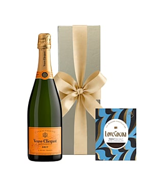 Veuve Clicquot Yellow Label Brut in Gold Box - With Maldon Sea Salt Dark Chocolate Bar