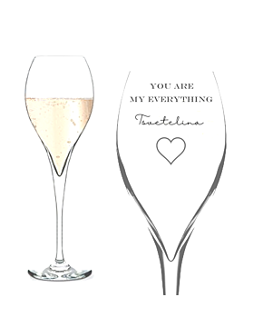 Personalised engraved Champagne flute saying You Are My Everything. Engrave with any name or message to personalise