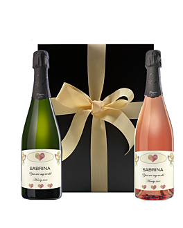 "The Finest" Duo of Personalised Premier Cru Champagne - Autreau de Champillon 1er Cru Brut & Rosé Champagne - Presented In Black Gift Box