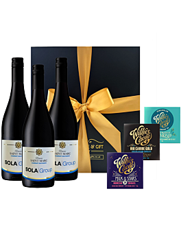 Trio of Signature Personalised Red Wine Gift Box - Cabernet Sauvignon, South of France with Single Estate Chocolates