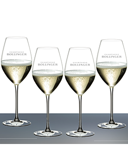 Set of Four Bollinger Champagne Flutes - "Elizabeth Tulip" Bollinger Champagne Glasses