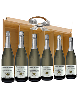 Six Bottle Prestige Personalised Signature Prosecco DOC Gift Case- Presented in Classic Wooden Gift Box 