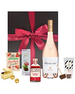 Whispering Angel, Strawberry Daiquiri & Treats Hamper. A Boxed Whispering Angel Gift. Special Occasion Rose Wine Gift 