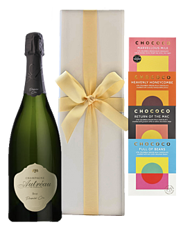 Personalised 1er Cru Champagne Magnum - With 4 x Chococo Hand Crafted Chocolate Bars - In White Gift Box