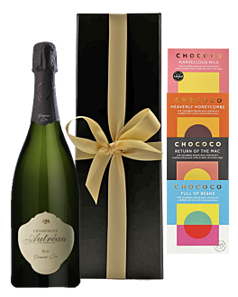 Personalised 1er Cru Champagne Magnum - With 4 x Chococo Hand Crafted Chocolate Bars - In Black Gift Box