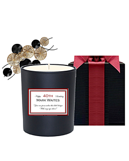 Noir Personalised Scented Candle in Black Gift Box - 40th Birthday Gift