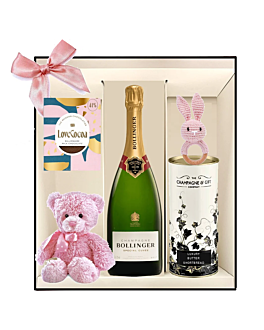 Bollinger Champagne Hamper New Baby Girl Gift - With Delightful Treat and & Goodies for All!