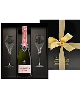Bollinger Rosé Champagne & Flutes Gift Box - with Engraved Champagne Flutes