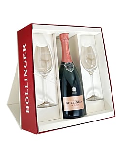 Bollinger Rosé Champagne with 2 Bollinger Flutes and Gift Box