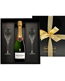 Bollinger Special Cuvee Champagne & Flutes Gift Box - with Engraved Champagne Flutes