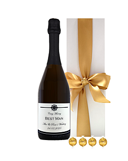 Classic Cuvee Prosecco D.O.C. & Swiss Truffle Gift Box - in White Presentation Box