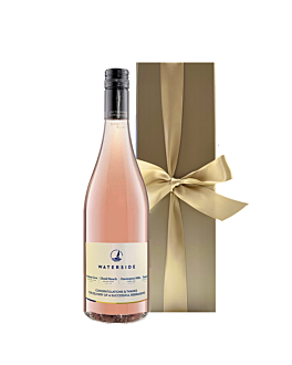 Branded Signature Syrah Rosé Wine in Soft Gold Box. Wine is from South of France. A smart corporate branded wine gift for any occasion