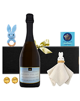 Bunnies & Bubbles Personalised Prosecco Hamper for new baby boy