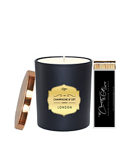 "Smooth Velvet Night" Personalised Candle - Topped with Golden Lid & Long Candle Matches - Fragrance: Velvet Peony & Oud (Black)