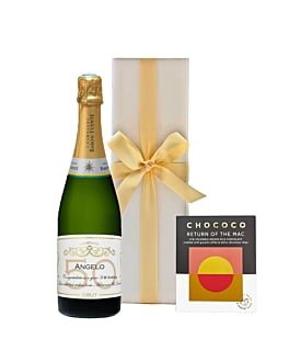 Personalised Champagne Classic Cuvee in White Box - With Colombian Crushed Coffee Chocolate Bar