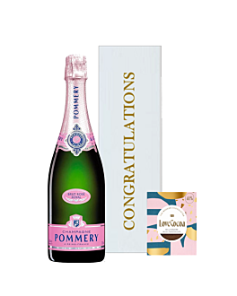 Pommery Brut Rose Champagne in Congratulations Box, with Billionare Milk Chocolate Bar