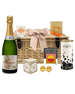 Personalised Congratulations Hamper - Champagne, Chocolate, Treats & Goodies - Presented in Wicker Hamper With Large Hand tied Bow