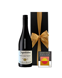 "Touch of Sparkle" Red Wine with Crystal Gems - With Colombian Crushed Coffee Chocolate Bar - Personalised Cabernet Sauvignon, South of France - Presented In Black Gift Box