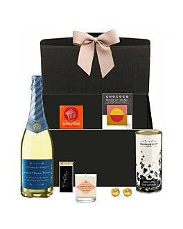 Alcohol Free Luxury Champagne Hamper With Crushed Coffee, Chocolate, Scented Candle and Treats. Non Alcoholic Gift Hamper