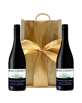 2 Bottles of Signature Branded Red Wine in Wooden Gift Box - Cabernet Sauvignon, Languedoc, South of France