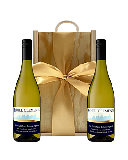 2 Bottles of Signature Branded White Wine in Wooden Gift Box - Sauvignon Blanc, Languedoc, South of France
