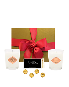 Soft & Serene Scented Hamper - Luxury Travel Candles & Swiss Truffle Gift Set - Presented in Gold Presentation Box With Hand-Tied Bow