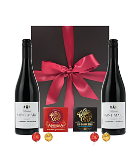 2 Bottles Set of Personalised Red Wine & Chocolate Gift - Cabernet Sauvignon, Languedoc, South of France - In Black Presentation Gift Box