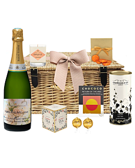 Personalised Engagement Hamper - Champagne, Chocolate, Treats & Goodies - Presented in Wicker Hamper With Large Hand tied Bow