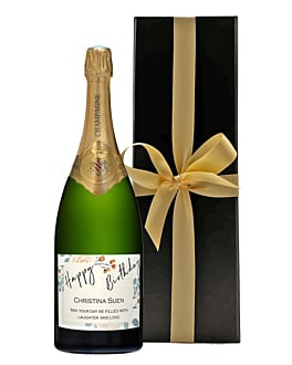 Personalised Champagne Magnum - Signature Grande Reserve - In Black Box With Hand Tied Ribbon