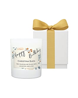 "Summer Whisper" - Personalised White Candle in White Gift Box - Fragrance: Apple Blossom & Pomegranate