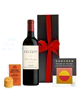 Personalised Joel Gott 815 Cabernet Sauvignon, California in Black Box - With Savoury Drinks Biscuits & Crushed Coffee Chocolate Bar
