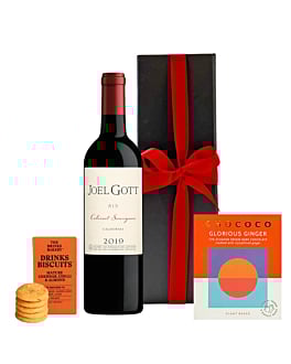 Personalised Joel Gott 815 Cabernet Sauvignon, California in Black Box - With Savoury Drinks Biscuits & Ginger Studded Chocolate
