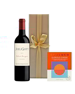 Personalised Joel Gott 815 Cabernet Sauvignon, California in Gold Box - With Dark Chocolate Bar Studded with Ginger