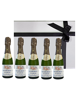 La Charmant Mini 1er Cru Champagne Gift Box - 5 Personalised Miniature Bottles in White Gift Box
