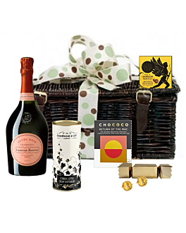 Laurent Perrier Rosé & Chocolate Hamper - Presented in Wicker Hamper With Large Hand tied Bow