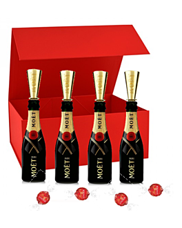 "Irresistable" Mini Moet Gift Hamper - In Red Box with Moet Sippers & Swiss Truffles *
