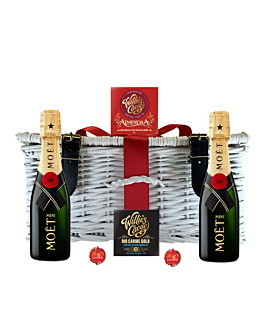 Mini Moet & Artisan Chocolate Hamper - With Venezulan Almond, 72% Dark Chocolate & Luxury Swiss Truffles