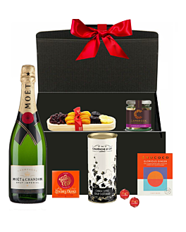 'Tis The Season Thank You Moet Champagne Hamper - With Chocolate Treats & Goodies