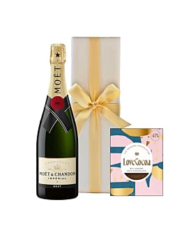 Moet Brut Imperial Champagne in White Box - With Billionaire Chocolate Bar