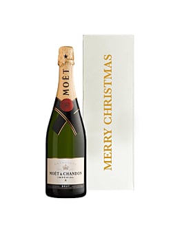 Merry Christmas Moet Gift Set - Moet Brut Imperial Champagne - In White Gift Box
