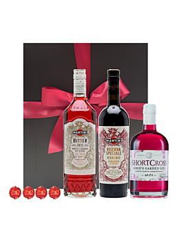 The Ultimate Martini Negroni Hamper - Martini Riserva Speciale Rubino & Special Bitter - Raspberry & Strawberry Gin & Luxury Swiss Truffles