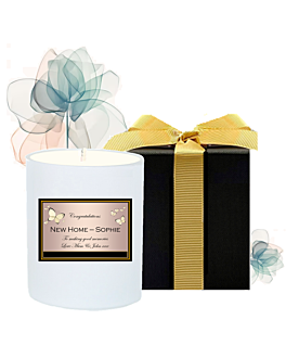  Personalised Scented Candle in Black Gift Box - New Home Gift 