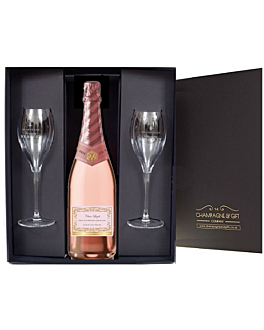 Non Alcoholic Rosé Cava in Luxury Black Gift Box with Signature Flutes - Organic 0% Alcohol Free 