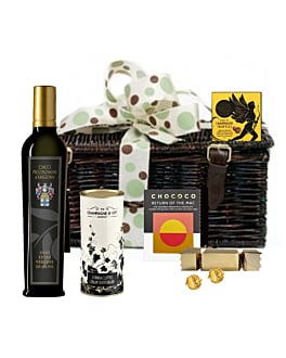 Luxury Tuscan Olive Oil & Chocolate Hamper - Presented in Wicker Hamper With Large Hand tied Bow